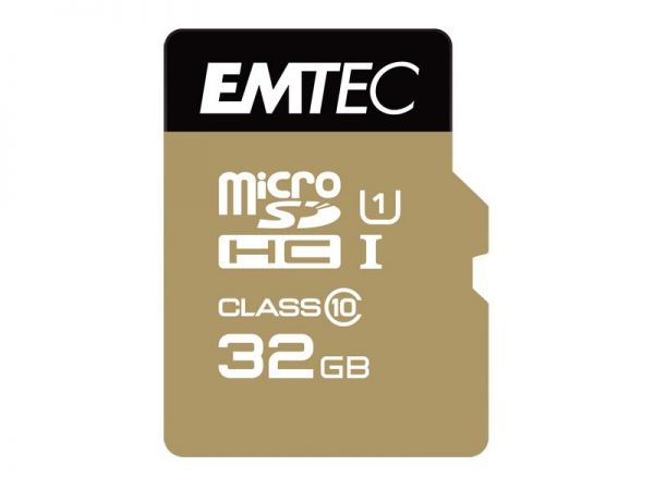 Micro SDHC Card, 32GB EMTEC Gold+ CL10 UHS-I